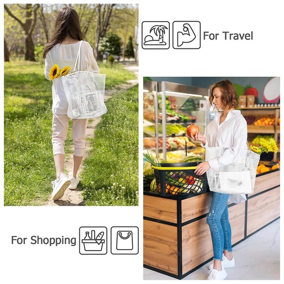 Mesh Large Tote-White - Picture 3 of 5